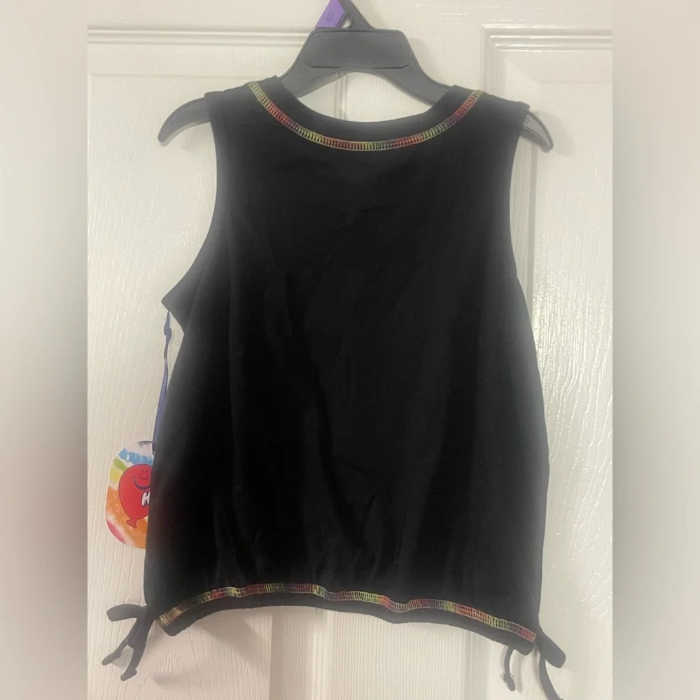 🔴 3/$12 Justice Girls Black Tank Top with Rainbow LOVE Graphic! NWT. Size‎ XS.